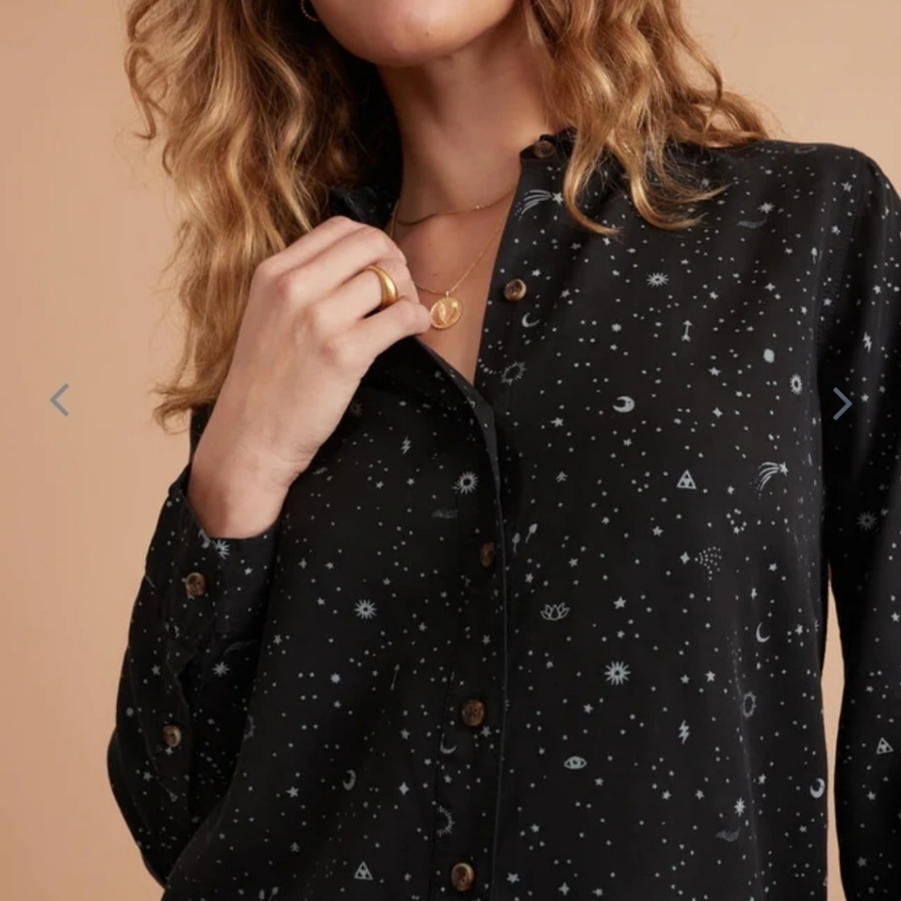 MARINE layer Rebekah Relaxed Shirt in Eclipse Celestial Print - Picture 3 of 7